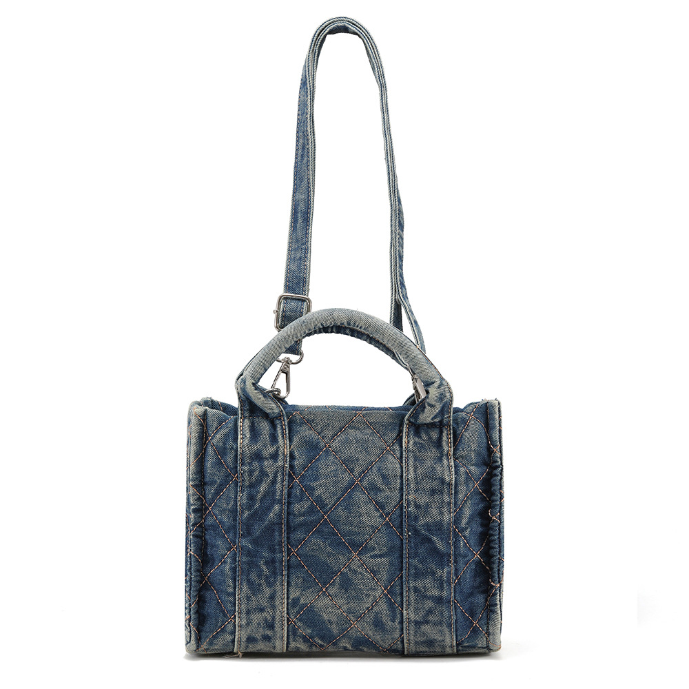 Korean Version Of The New Leisure Art Washed Denim Bag 2023 Texture Embroidered Thread Cloth Bag Shoulder Underarm Bag Specification drawing