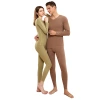 Women's fleece thermal underwear set, men's silk and wool heating thermal long Johns and long pants with fleece and thickened winter base layer Item Picture