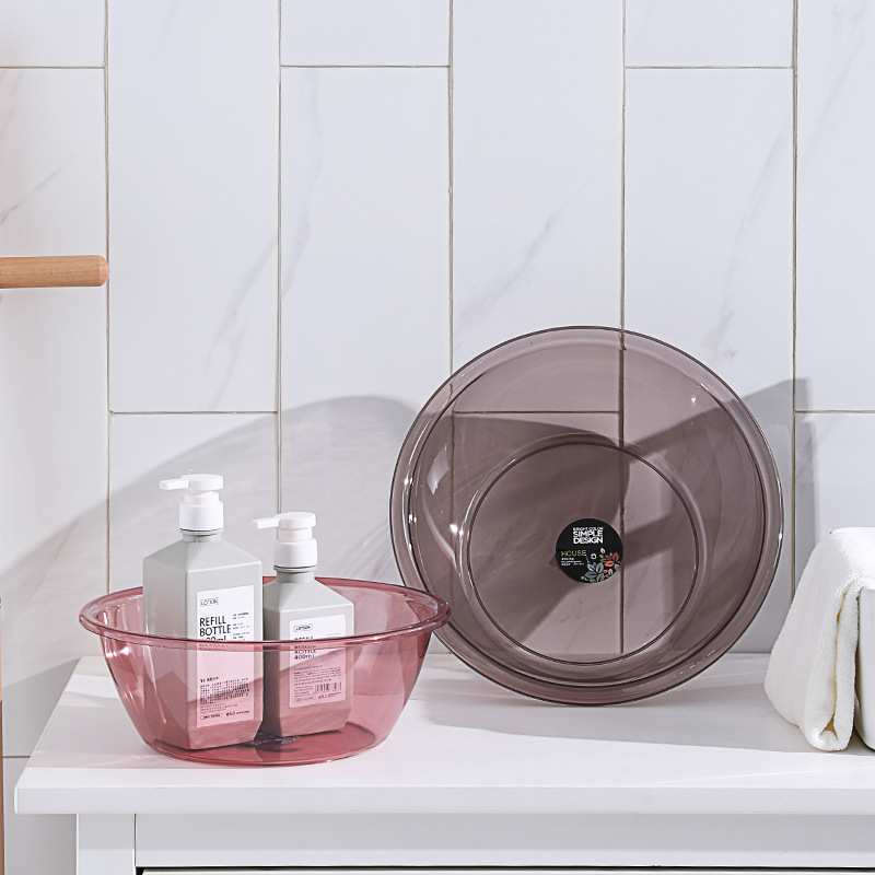 Household PET wash basin Fashion plastic wash basin Round transparent basin can be customized large thickened plastic basin 01201-901 details Picture