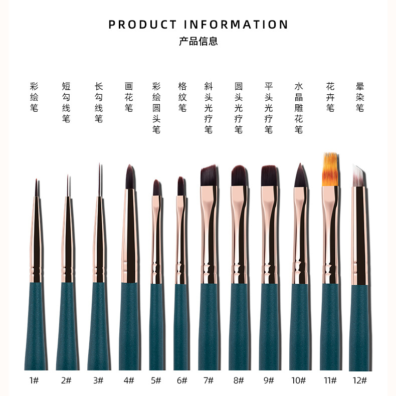 Nail brush cover, nail pen, smudge, light therapy, poke, pull, line, color painting, gradient brush, complete set of tools, shanilak Application Scenario
