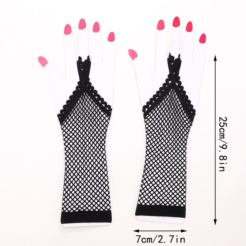 Europe And The United States Sexy Party Hook Finger Hollow Fishing Net Gloves Stage Performance Of Punk Black Gloves Eldest Girl Item Picture