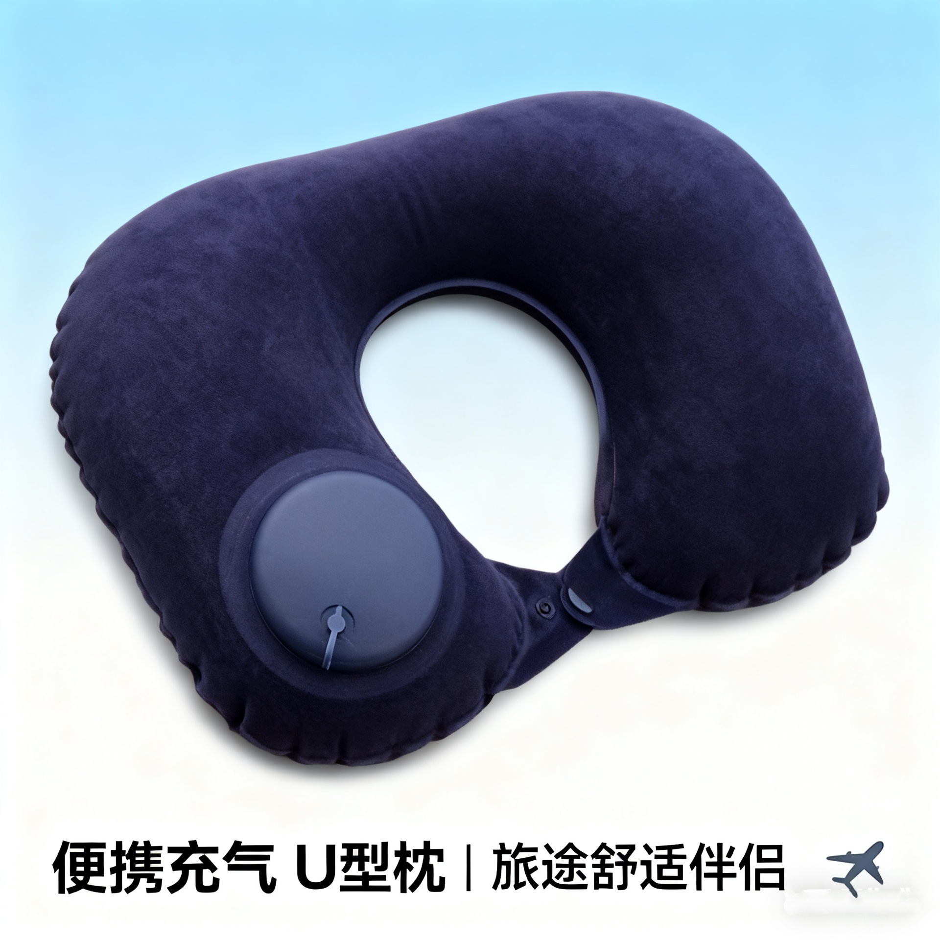 Flocking inflatable compression U-shaped pillow, inflatable neck pillow, portable foldable cushion, high-speed rail flight neck support pillow pic 13