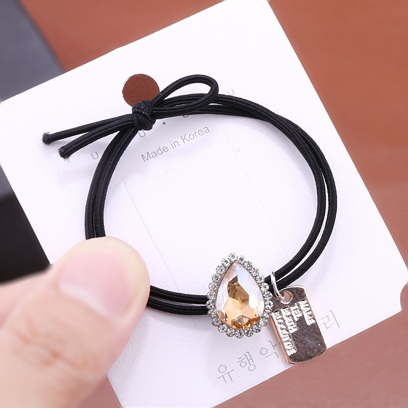Korean version water diamond hand-tied, yellow crystal hair band, hair tie, sweet ponytail tie, hair tie, rubber band tie, hair accessory details Picture