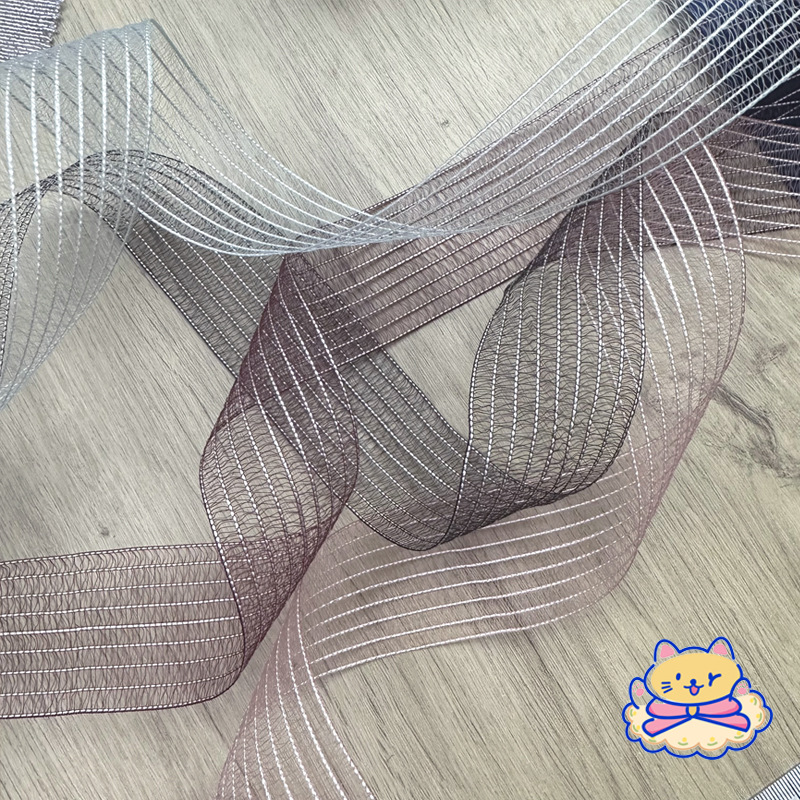 T! Imported Stripe 69 Yarn Handmade Diy Hair Accessories Bow Material Clothing Straw Hat Accessories Gift Box Packaging Application Scenario