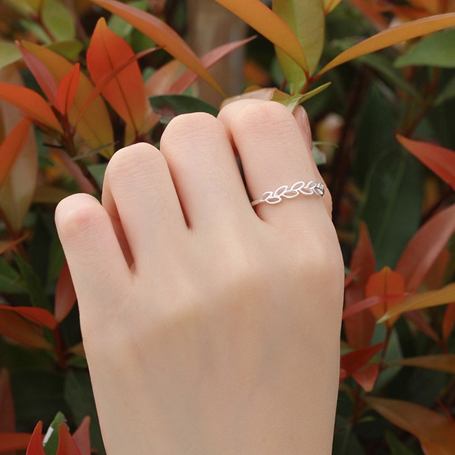 S990 silver leaf silver ring personality design everything new index finger ring fashion national style simple finger ring