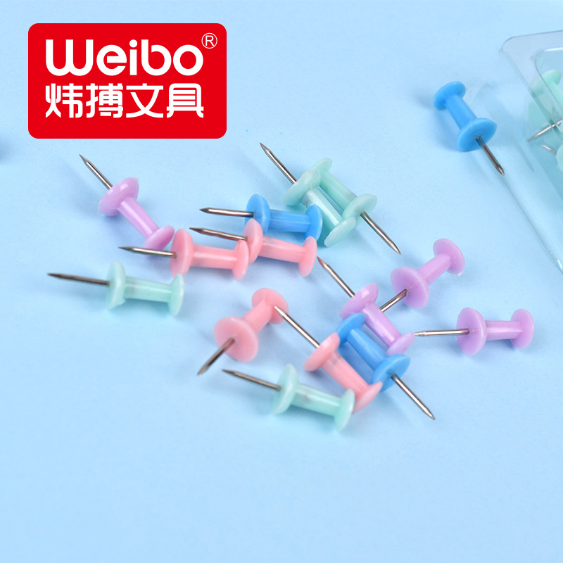 Wholesale of Weibo's new color large-head I-shaped nails, drawing nails, push-nails, cork board nails, and decorative painting nails Specification image