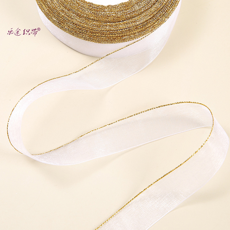 Single Gold Organza Spot Single Gold Thread Gauze Gauze Organza With Lace Garment Diy Single Gold Thread Ribbon Item Picture