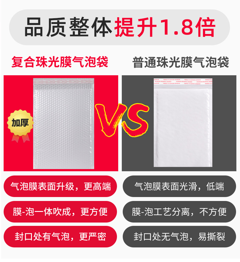 Bubble bag, composite pearlescent film, bubble bag, express packaging bag, thickened express foam bag, shockproof long strip self-adhesive bag pic 4