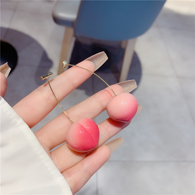ns风超甜小樱桃耳环耳坠韩国东大门少女心车厘子耳饰202 3新款