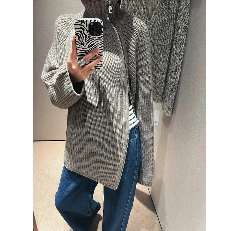 [Star Joint Model] Er Home Men And Women With The Same Side Zipper Knitted Cardigan 2022 Autumn And Winter New Top Specification drawing
