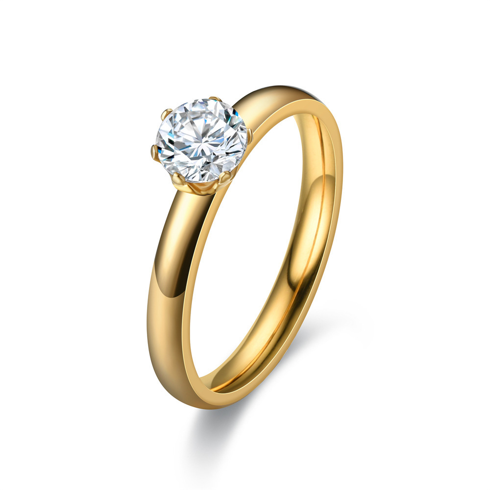 Fashionable and niche micro-inlaid zircon titanium steel rings, versatile couple rings, plain diamond rings, trendy accessories Specification image
