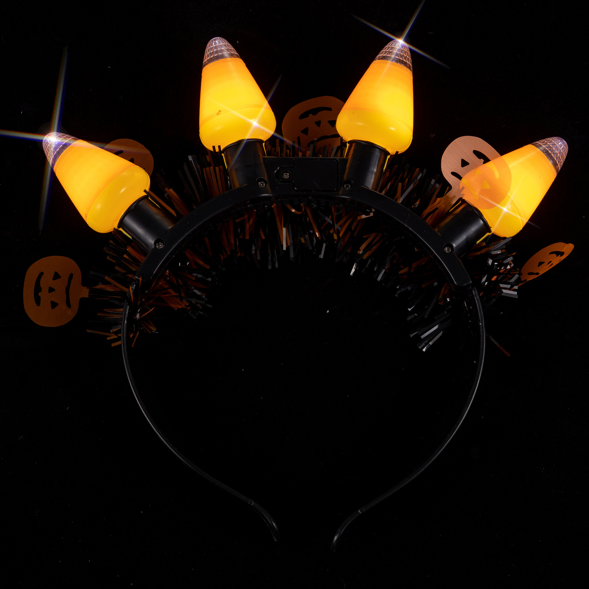 New Halloween Pumpkin Grimace Headband Festive Spirit Accessories Halloween Party Lane 4 Lights Glow Headband Application Scenario