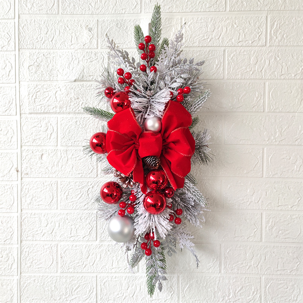 New Christmas staircase bow pendant, New Year atmosphere, Nordic home style scene decoration garland Specification image