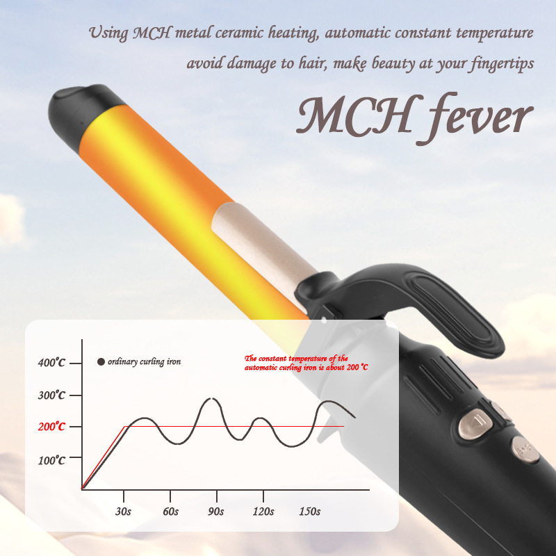 Cross-Border Automatic Curling Iron Hair Styling Tool, A Must-Have For Lazy People, A Liquid Crystal Adjustable Temperature Curling Iron details Picture