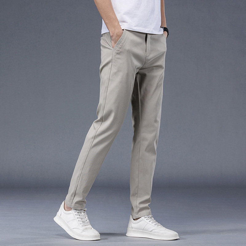 Spring and summer men's simple and slimming straight-leg stretch 2024 new trendy and fashionable Tencel breathable casual pants for men Specification image