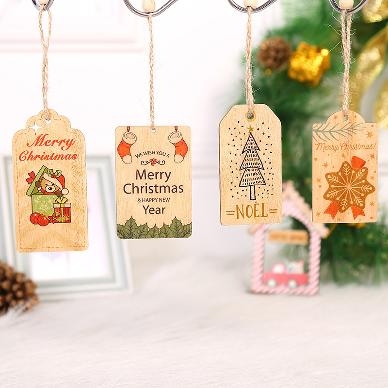 新款圣诞装饰品 创意木质彩绘圣诞小树装饰挂件 圣诞节小木牌批发详情图3
