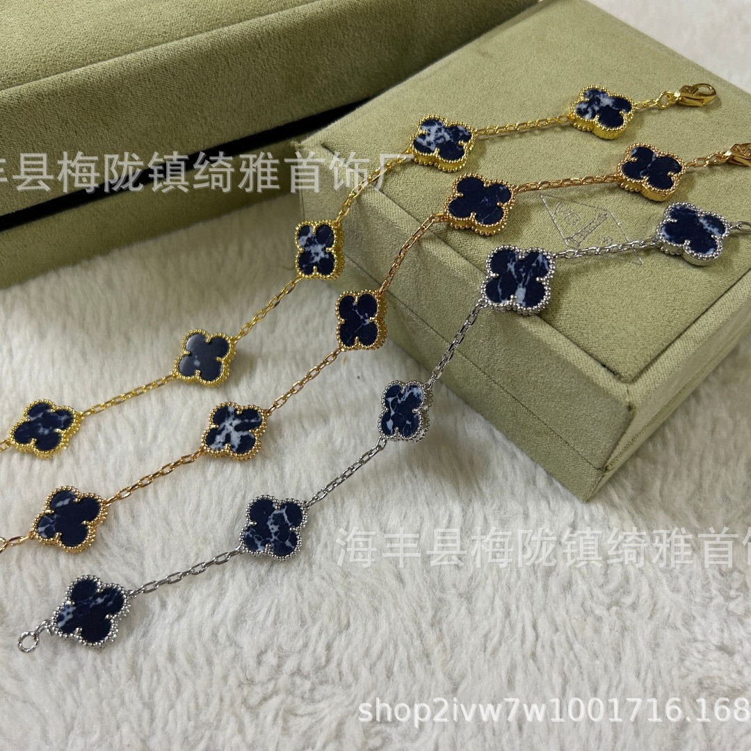 Fanjia Four-leaf Clover Five-Flower Bracelet for girls' high school version Lucky bracelet, thickened electroplated, wholesale, live supply details Picture