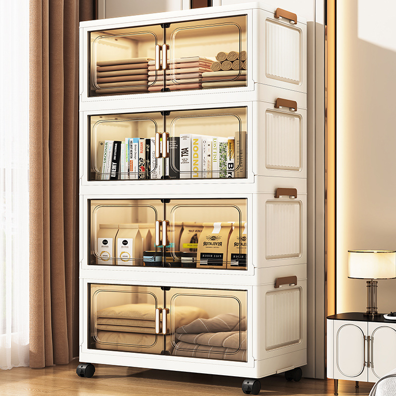 50-60宽折叠收纳柜子带柜门塑料收纳箱零食柜 儿童储物柜一件代发