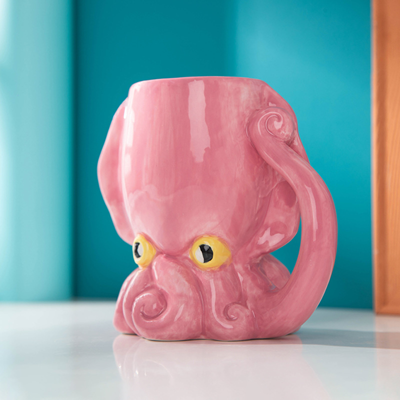 Novel ceramic cup 3D Octopus Monster Cup cartoon modeling cup large capacity Mark Glass glass ceramic small flower pot details Picture