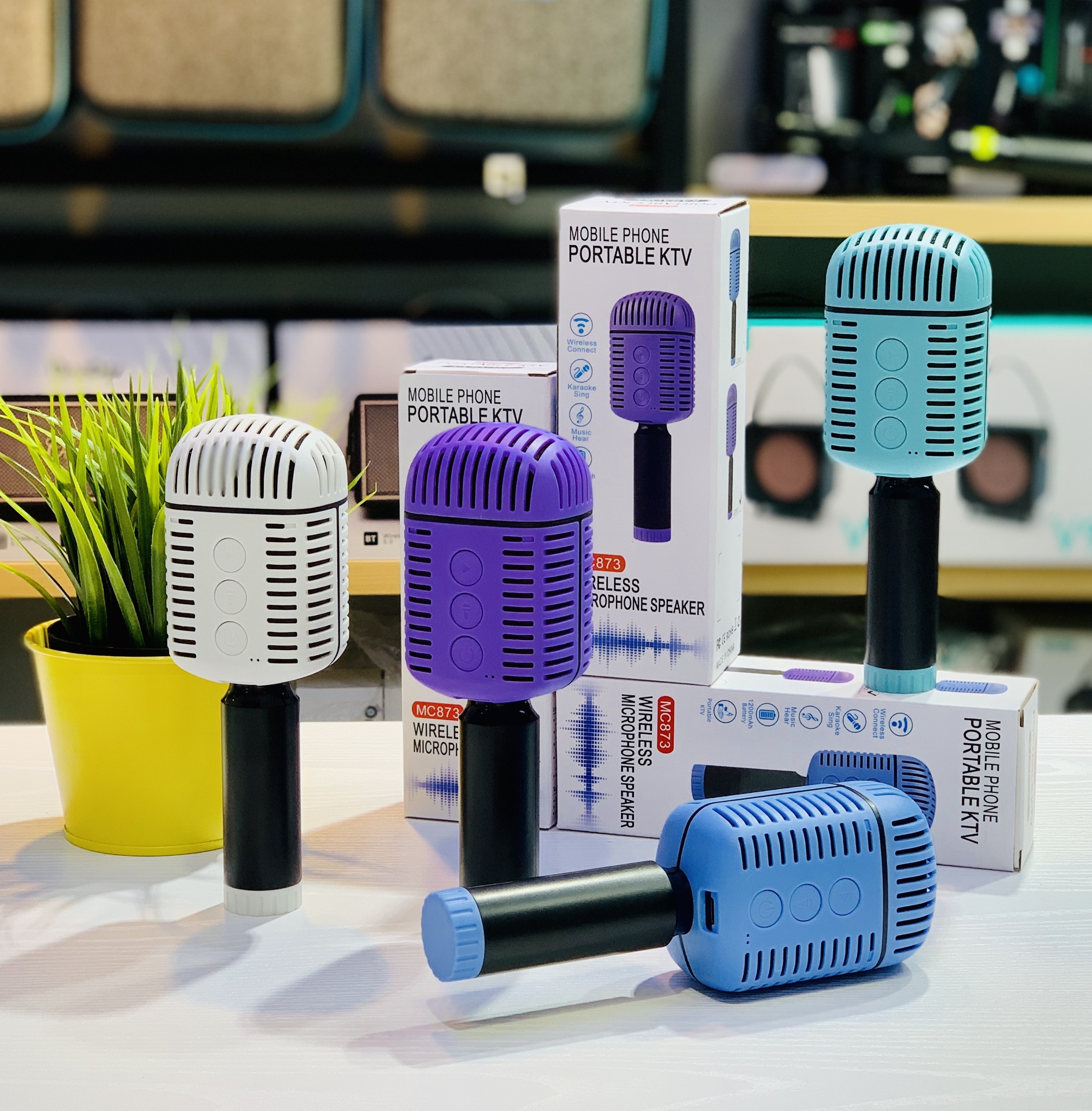 MC873 micrófono teléfono bluetooth micrófono audio todo en uno inalámbrico K gobao doble mac cantar silenciador sonido magia