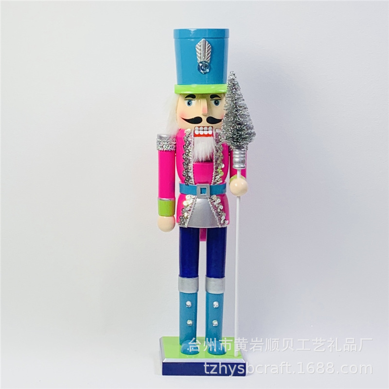 Shun Bei Sb58513 New 38Cm Color Wooden Christmas Nutcracker Soldier Puppet Decoration Soldier Specification drawing