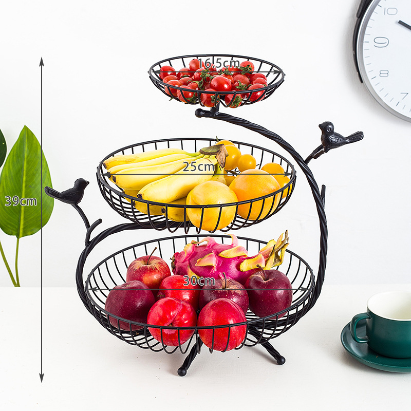 Nordic Simple Ins Feng Shui Fruit Tray Modern Living Room Home Multi-Layer Fruit Basket Iron Candy Tray Storage Basket Specification drawing