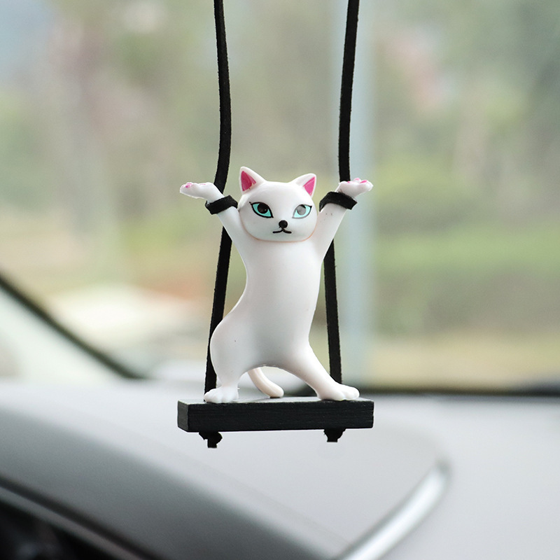 Swing dancing cat car hanger, rearview mirror hanger, cute decoration, seductive cat, personalized and creative car hanger decoration Application Scenario