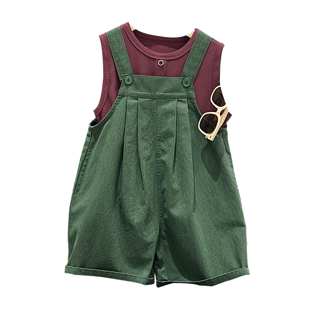 Boy Summer Clothes Boy Baby Korean Casual Suit Children's Fashion Western Style Suspenders + Vest Two-Piece Set Item Picture