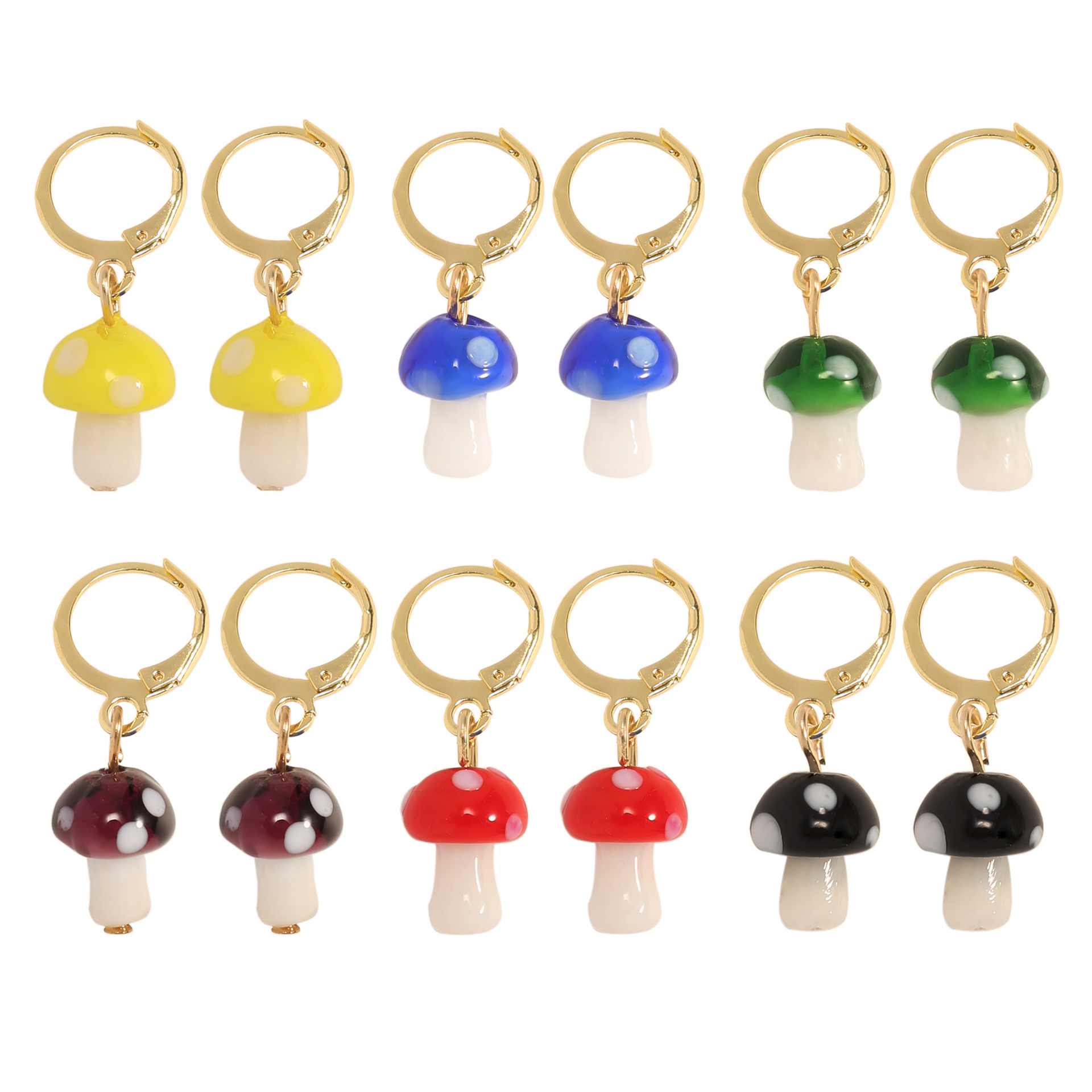 Japanese and Korean Instagins-style best-selling personalized, fashionable and cute polka dot mushroom earrings and earrings for simple women
