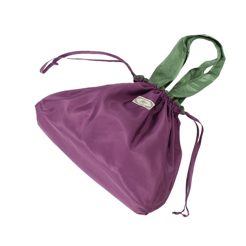 现货批发便携折叠购物袋可束口拉绳尼龙旅行环保袋超市购物买菜