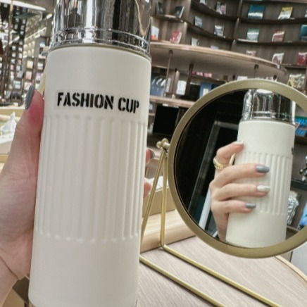 Creative double-layer Korean-style plastic glass cup, high borosilicate glass water cup bottle, male and female student tea cup, anti-drop glass cup Specification image
