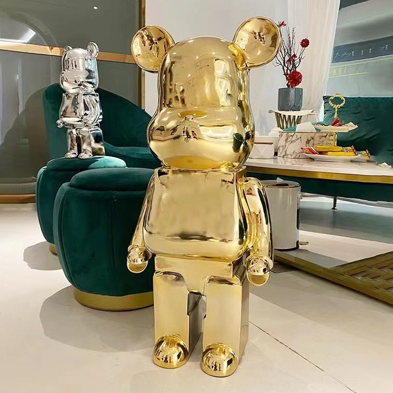 Internet-famous violent bear piggy bank, electroplated decorative item, children's piggy bank, super large capacity, large floor-standing storage tank, living room Specification image
