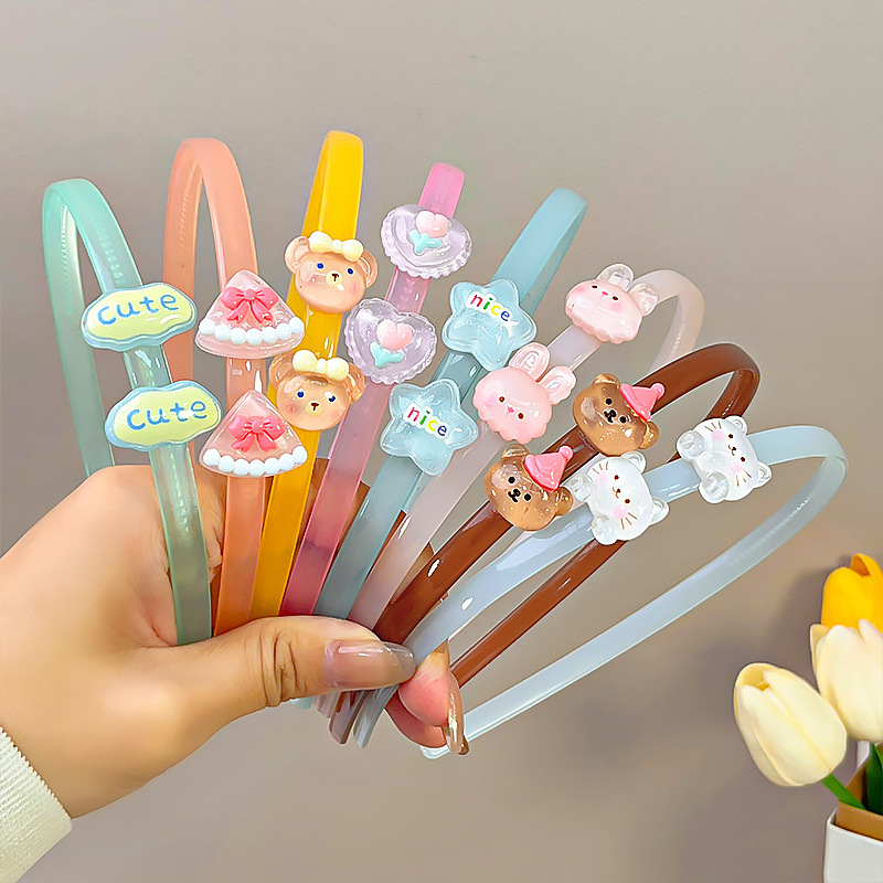 小清新透明果冻色发箍可爱卡通儿童碎发发卡女童带齿防滑压发头箍