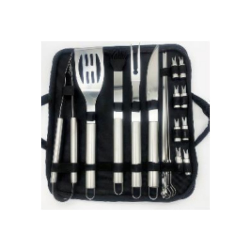 BBQ烧烤工具套装不锈钢烧烤叉铲夹刷牛津布袋户外烤具组跨境货源