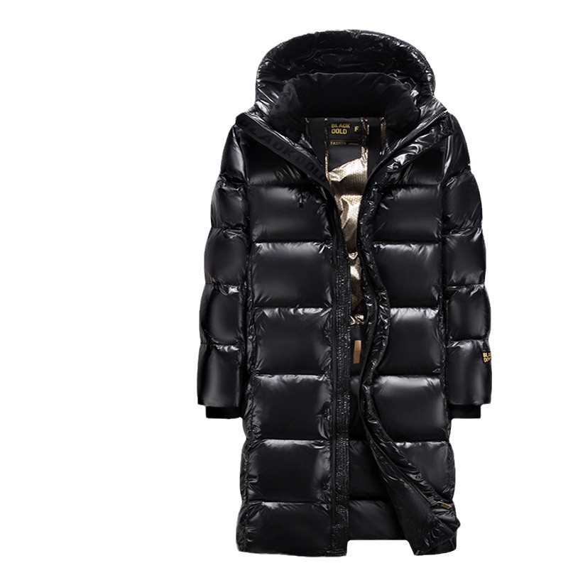 High-end black, gold and white goose down jacket 2024 long coat, knee-length, thickened for extremely cold winter warmth wholesale Item Picture