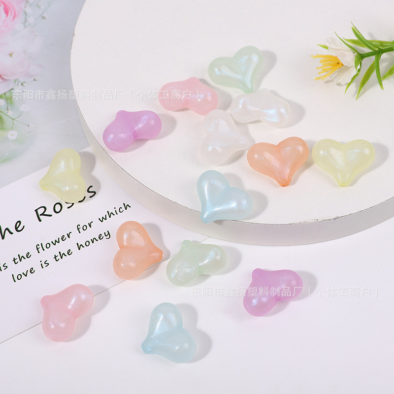 Acrylic Mermaid Girl luminous peach heart-shaped scattered beads DIY handmade bracelet, necklace accessory material package