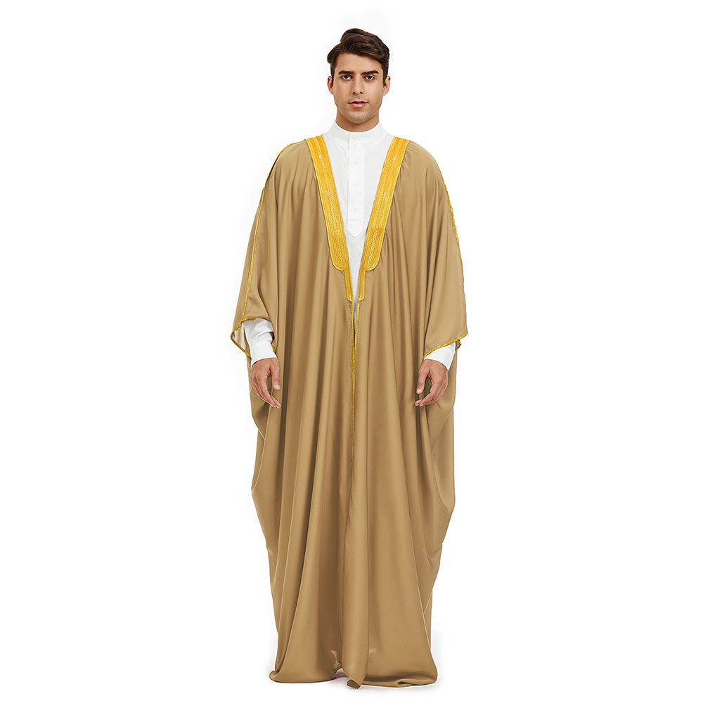 Satin embroidered Muslim baccalaureate graduation Speech dress Arab conservative covered robe cape ceremonial dress details Picture