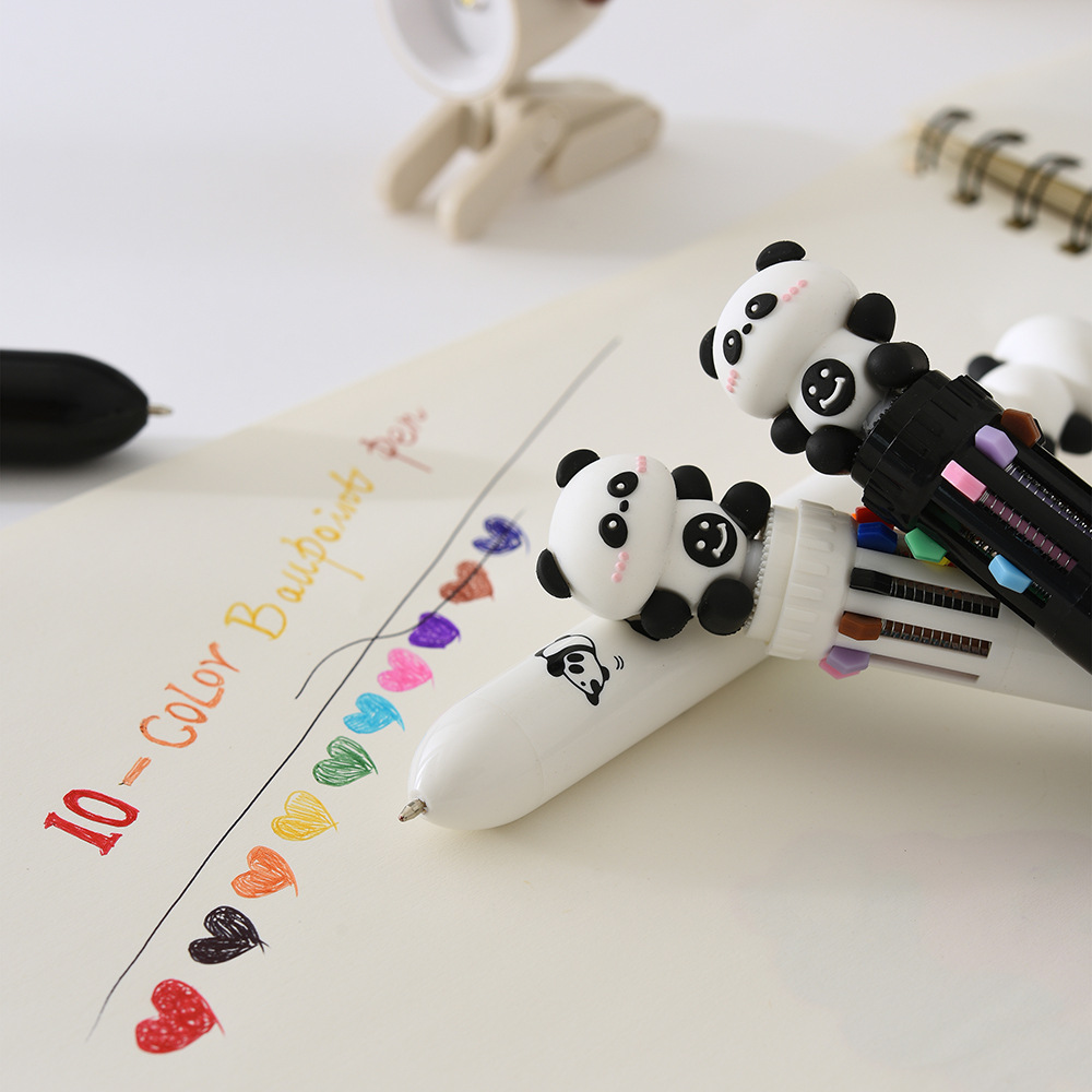 Chenxi's cute panda-shaped ten-color pen, ballpoint pen, oil-based multi-color pen, student stationery, writing pen Application Scenario