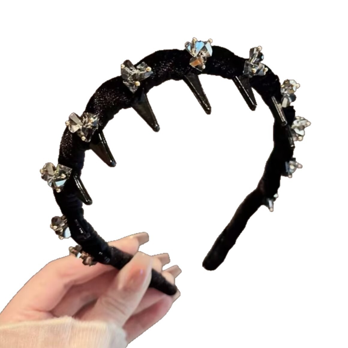 The new high-top water diamond butterfly hairband for women is a popular wavy anti-slip hairband for washing and washing hair Item Picture