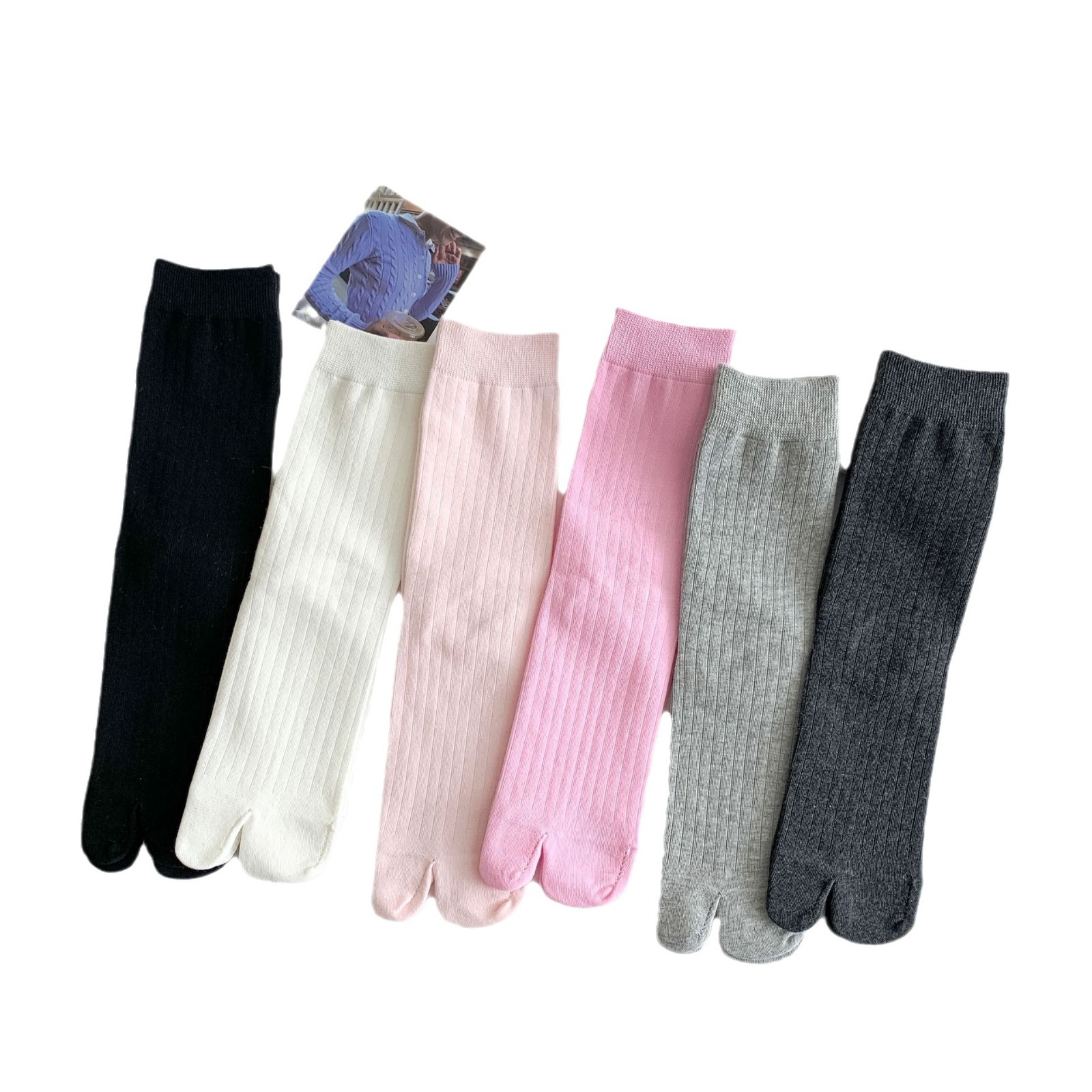 One-piece consignment service for Japanese wide striped solid two-toed socks, minimalist basic style Tabi two-toed socks, and spring/summer thin cotton socks Item Picture