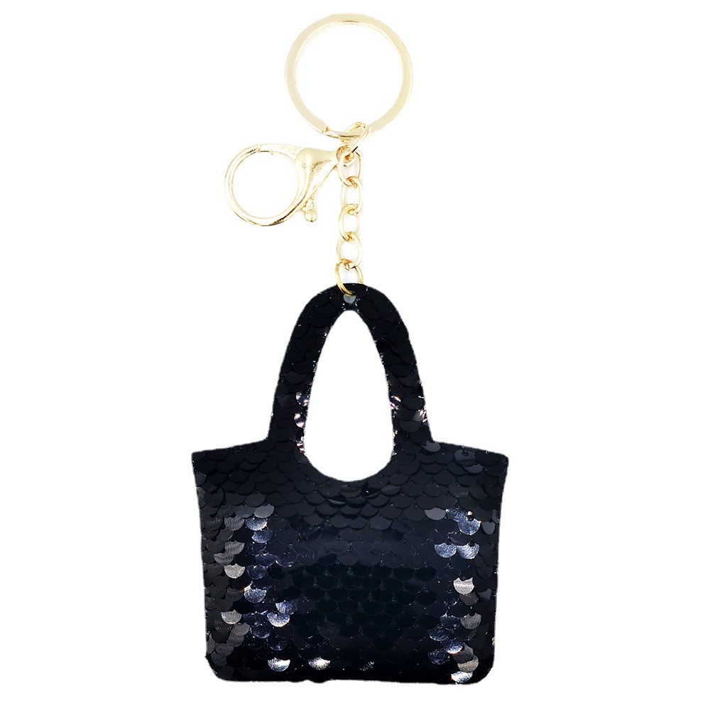 Reflective double-sided sequin bag, three-piece set, key chain, sequin car pendant, small pendant decoration, clothing accessories and accessories Item Picture