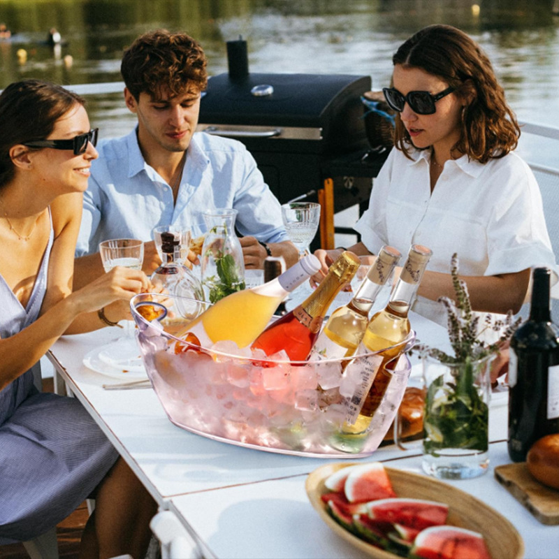 Plastic 5L Ice bucket, cross-border e-commerce ice bucket, beer bucket, boat-shaped bucket, ice cube bucket, hand-held bucket, gold coin bucket Specification image