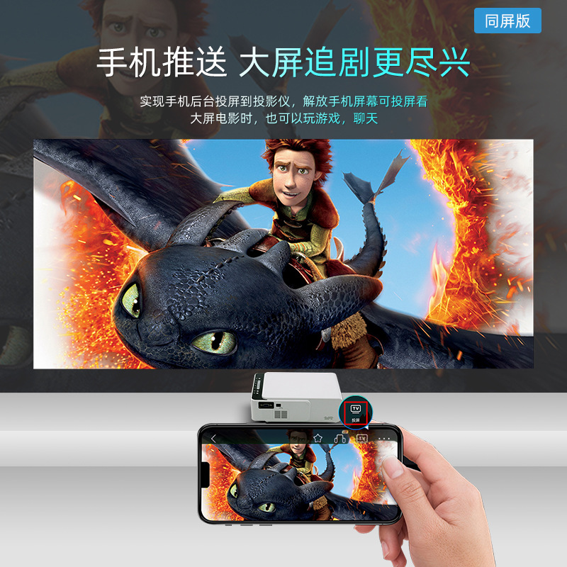New T6/T5 Home projector 1080P HD mobile phone smart Android WIFI business office projector Specification drawing
