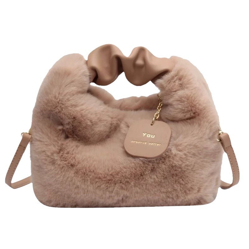 毛绒手提包包女2024新款时尚秋冬质感毛毛包百搭小众链条斜挎包详情13