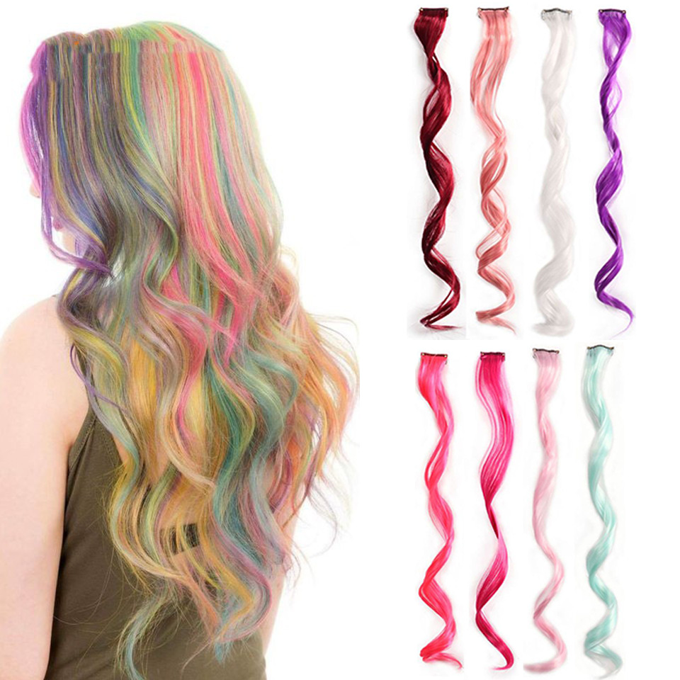 Wholesale from an export manufacturer of wig pieces, colorful curly hair, ear-hanging dyeing, seamless simulation, hair extension bunches, one-piece picking and dyeing curly hair details Picture