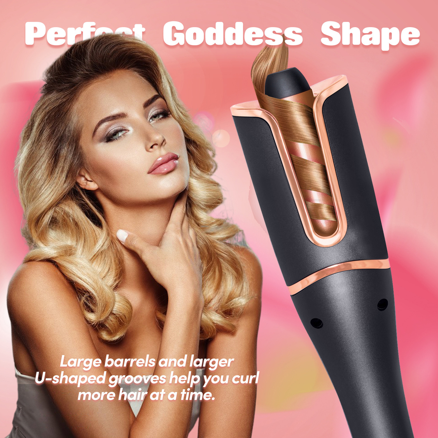 Cross-border lazy person curling iron, automatic curling without damaging hair, dry and wet dual-purpose rose curling, negative ion electric curling iron