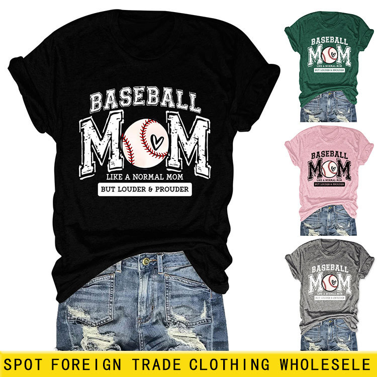 亚马逊eBay休闲短袖baseball mom like a normal mom气质新款T恤