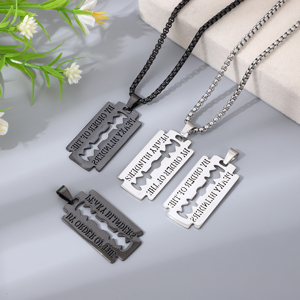 Peaky Blinders razor blade necklace, movie jewelry, stainless steel pendant necklace for men details Picture