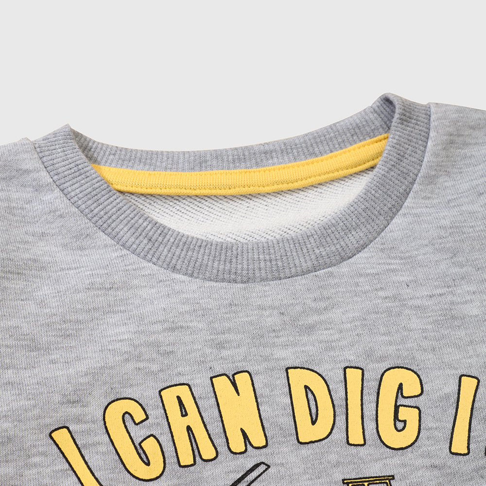 Autumn and winter 2011 children's round-neck hoodies with cartoon excavator prints, long-sleeved pullover hoodies in European and American style, children's clothing details Picture