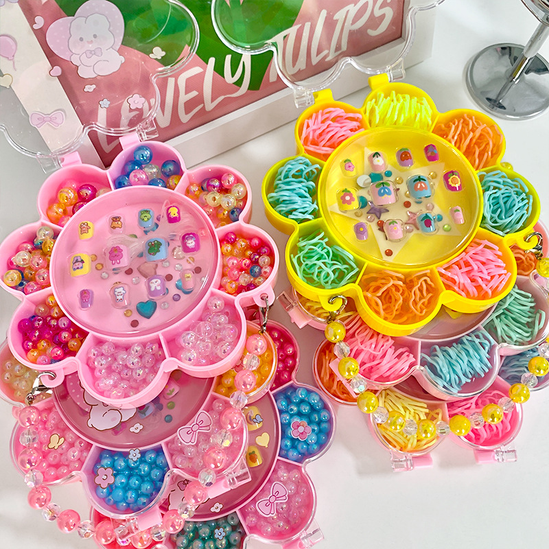 新款儿童手提diy手链制作女孩子手工套盒女童串珠礼盒装彩色手链